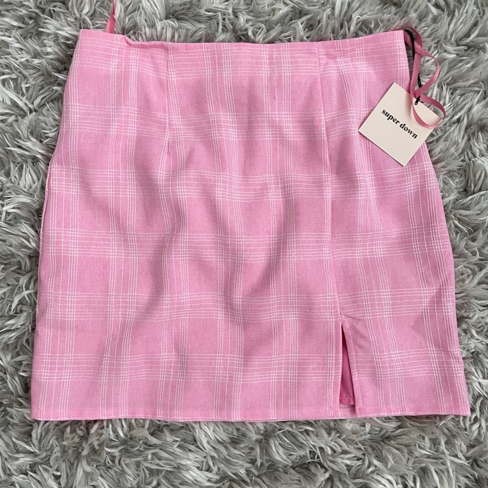REVOLVE SUPERDOWN Pink Plaid Mini Skirt NWT